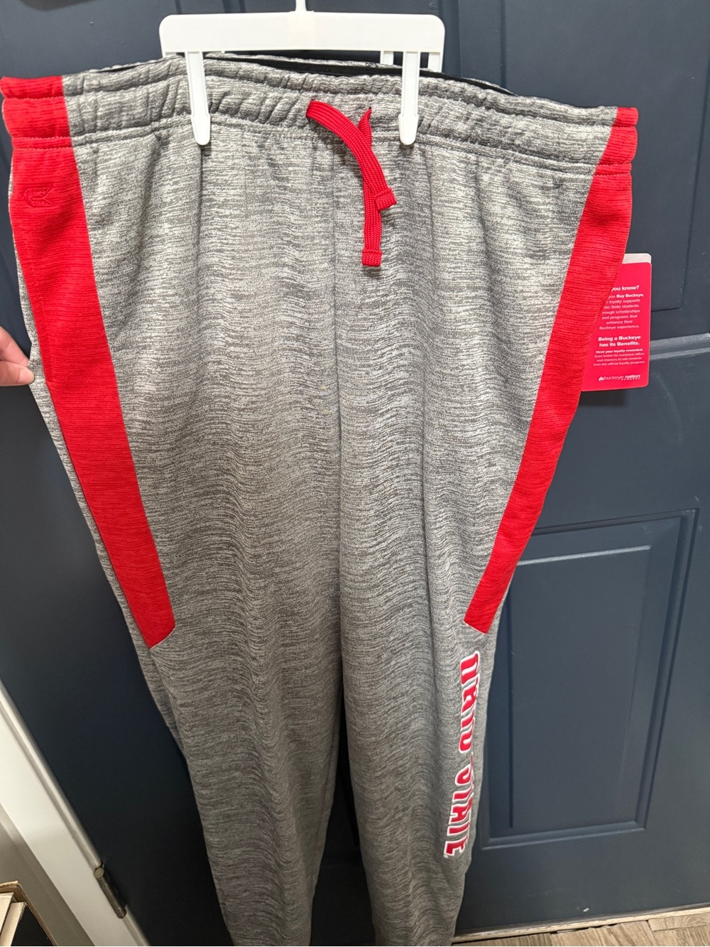 Grey & Red Kids Sweatpants with Side Stripe Ohio State Buckeyes